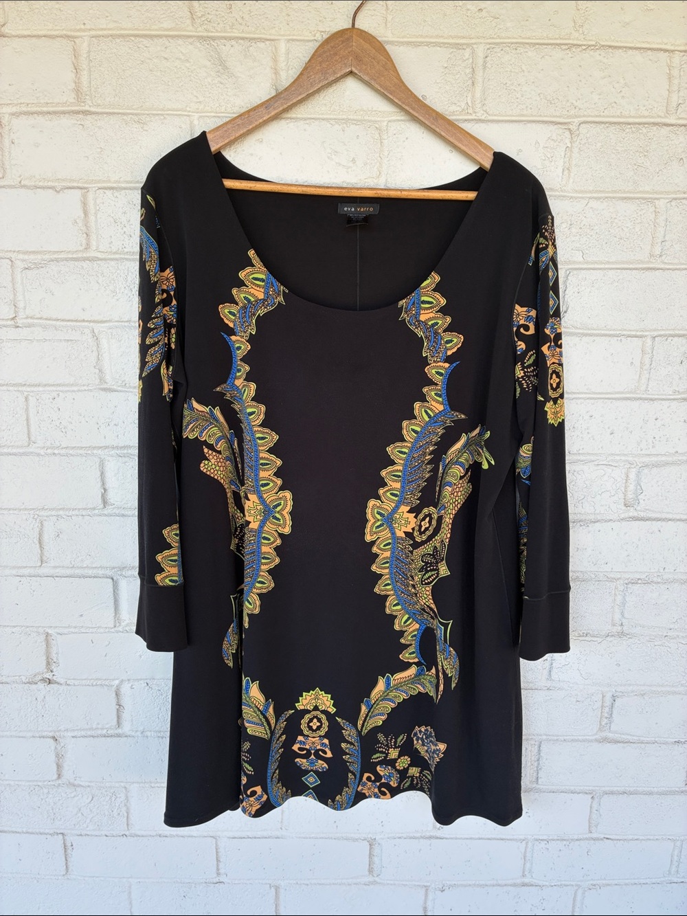 Eva Varro Black Paisley Tunic 2X